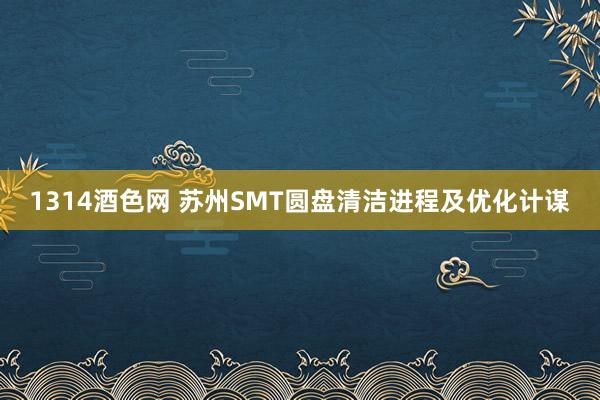 1314酒色网 苏州SMT圆盘清洁进程及优化计谋