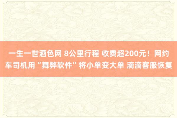 一生一世酒色网 8公里行程 收费超200元！网约车司机用“舞弊软件”将小单变大单 滴滴客服恢复