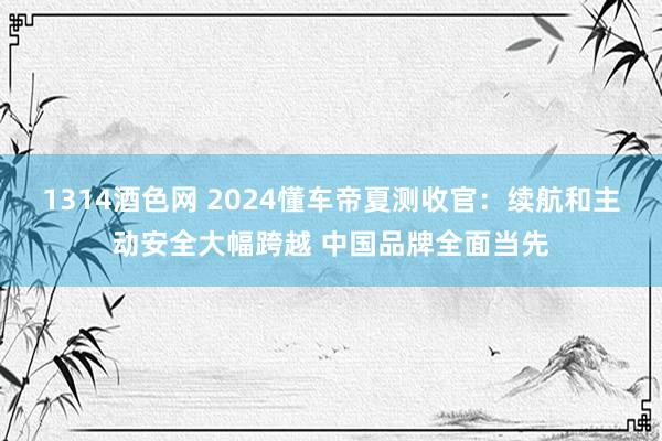 1314酒色网 2024懂车帝夏测收官：续航和主动安全大幅跨越 中国品牌全面当先