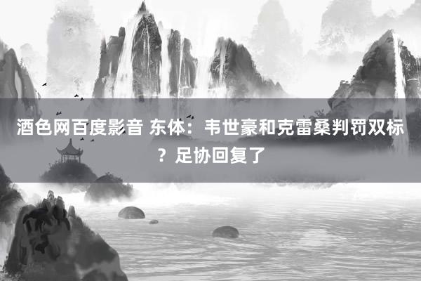 酒色网百度影音 东体：韦世豪和克雷桑判罚双标？足协回复了