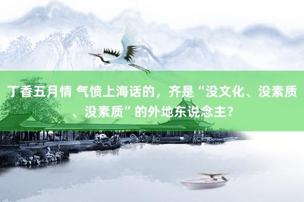 丁香五月情 气愤上海话的，齐是“没文化、没素质、没素质”的外地东说念主？