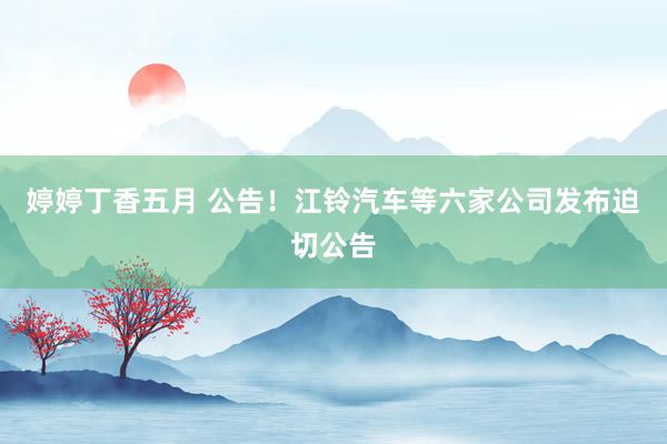 婷婷丁香五月 公告！江铃汽车等六家公司发布迫切公告