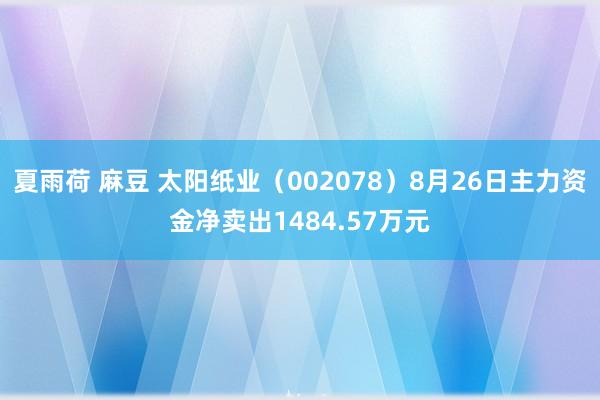 夏雨荷 麻豆 太阳纸业（002078）8月26日主力资金净卖出1484.57万元