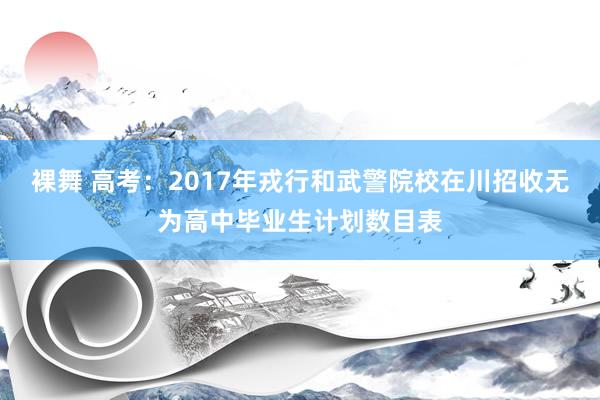 裸舞 高考：2017年戎行和武警院校在川招收无为高中毕业生计划数目表