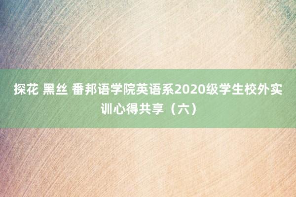 探花 黑丝 番邦语学院英语系2020级学生校外实训心得共享（六）