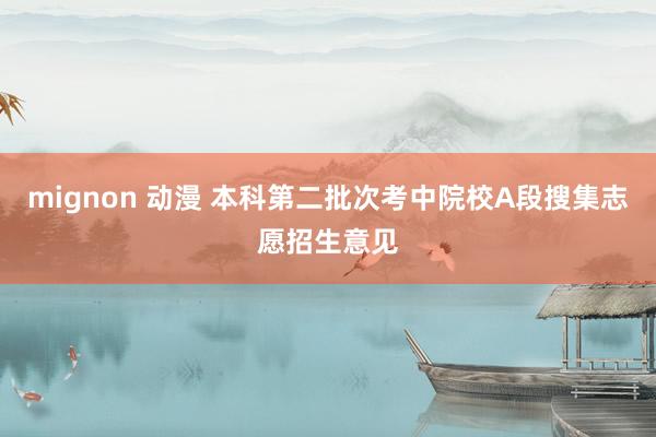 mignon 动漫 本科第二批次考中院校A段搜集志愿招生意见